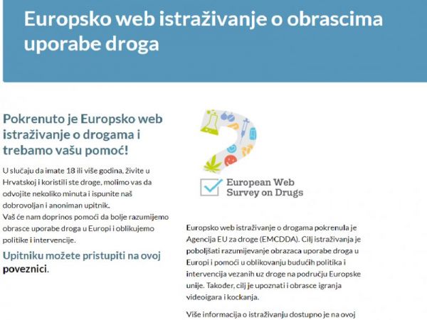 Europsko web istraživanje o obrascima uporabe droga